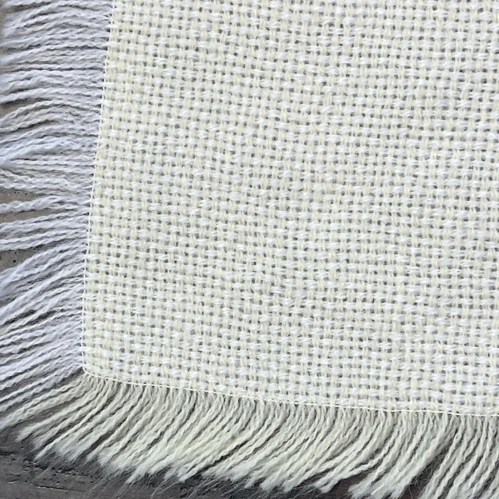The Three Weavers Baby Blanket Yellow White Virgin Orlon Acrylic Hand Woven